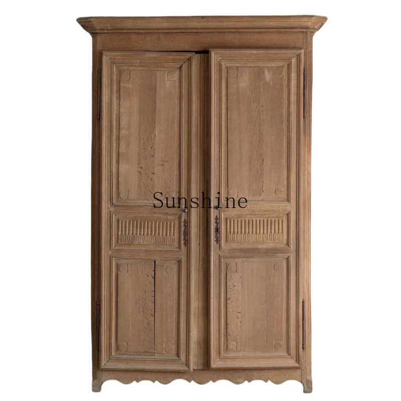 French country retro old solid wood carving flower log color double door storage wardrobe
French country retro old solid wood carving flower log color double door storage wardrobe