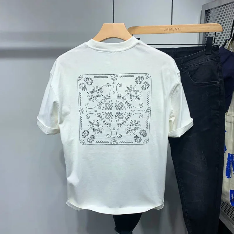 Streetwear Graphic Top Embroidery T Shirt for Men Black Man Tee Shirts Short Clothing Quarter Sleeve Party Fashion Slim Fit Chic
Streetwear Graphic Top Embroidery T Shirt for Men Black Man Tee Shirts Short Clothing Quarter Sleeve Party Fashion Slim Fit Chic