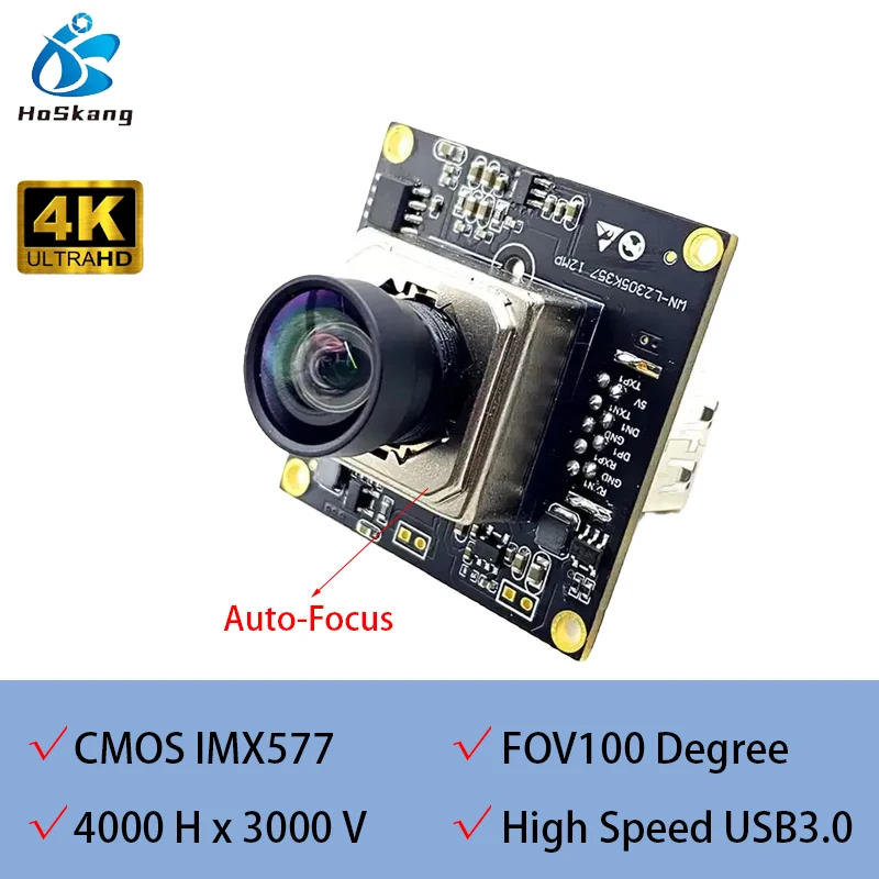 4000x3000 4K 12MP HD IMX577 Autofocus 100° USB3.0 Camera Module High Speed H264 /MJPG/YUV For Product Vision
4000x3000 4K 12MP HD IMX577 Autofocus 100° USB3.0 Camera Module High Speed H264 /MJPG/YUV For Product Vision