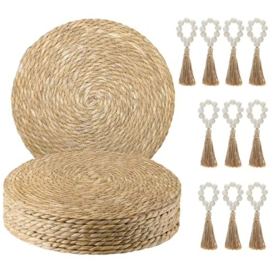 Boho Woven Placemats Set of 10 with Wooden Napkin Rings Round Charger Plates Natural Rattan Dinner Place Mats for Dining Table
Boho Woven Placemats Set of 10 with Wooden Napkin Rings Round Charger Plates Natural Rattan Dinner Place Mats for Dining Table
