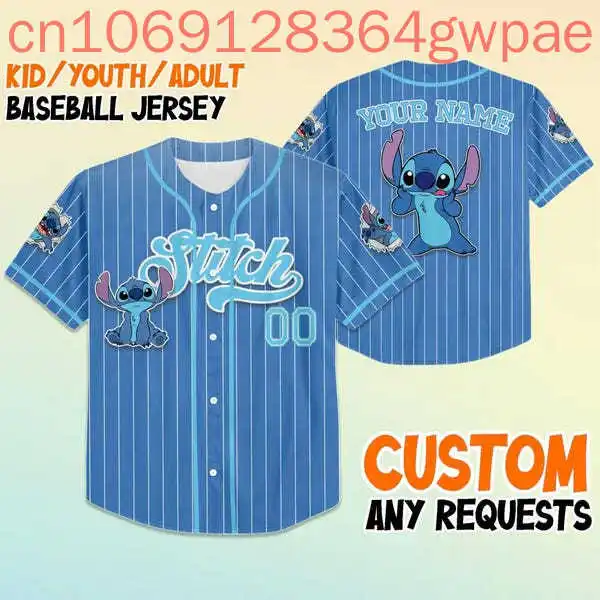 Custom Name Disney Stitch Baseball Jersey Men's Womens Shirt Tops Summer Casual Sports Short Sleeve Kids Baseball Shirt
Custom Name Disney Stitch Baseball Jersey Men's Womens Shirt Tops Summer Casual Sports Short Sleeve Kids Baseball Shirt
