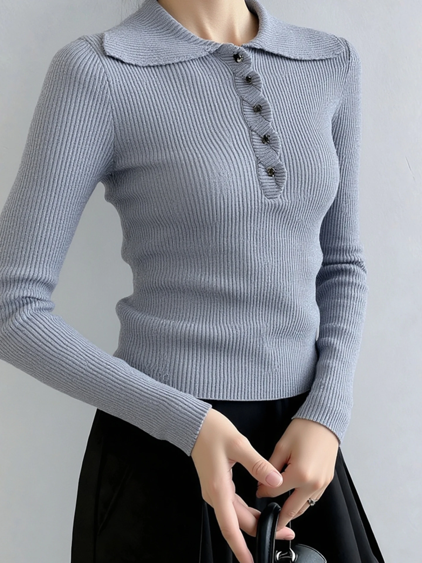 Облегающий вязаный свитер для женщин, дизайн на пуговицах, осень-зима, длинный свек, модный топ обычной длины
Облегающий вязаный свитер для женщин, дизайн на пуговицах, осень-зима, длинный свек, модный топ обычной длины