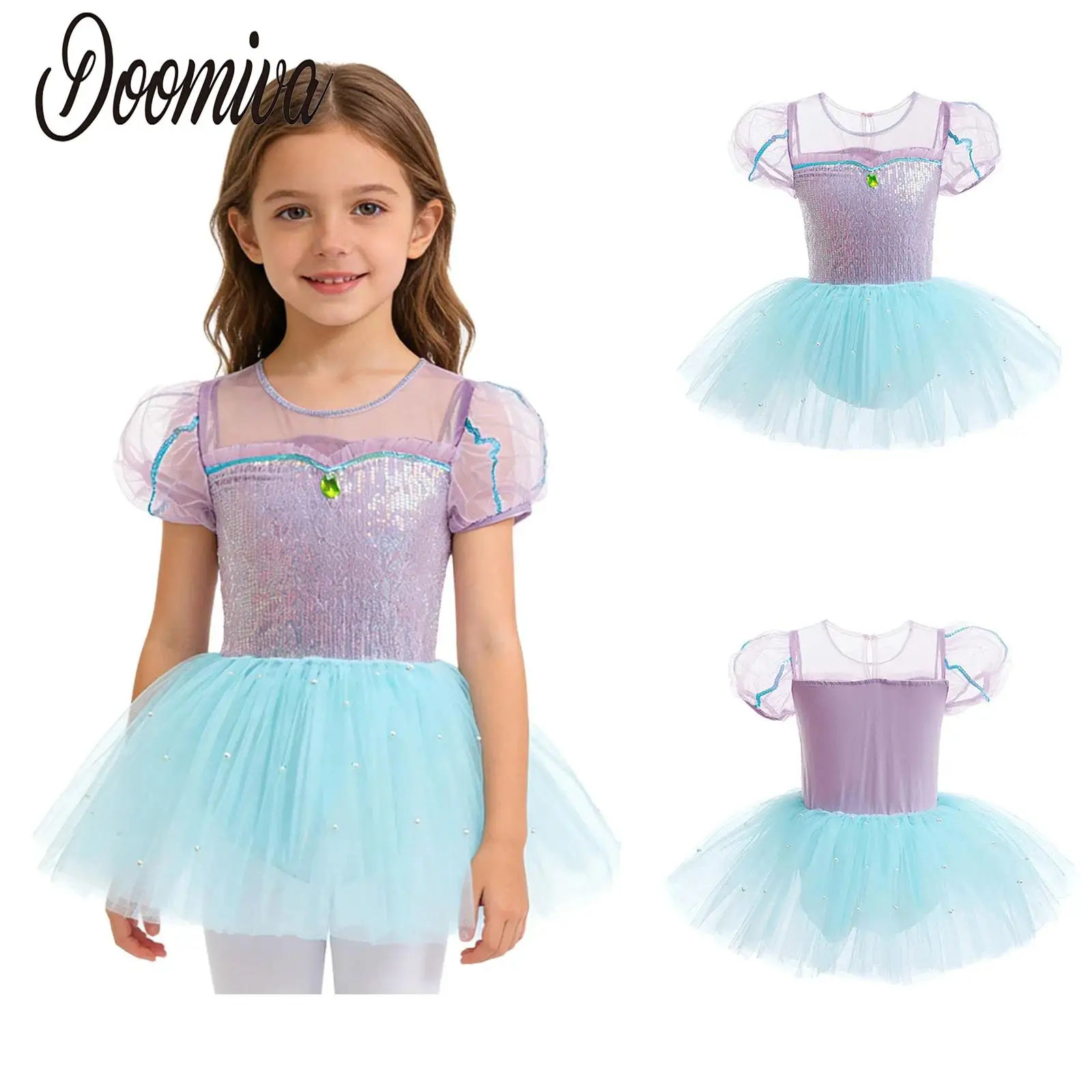 Kids Girls Ballerina Leotards Tutu Dress Ballet Dance Performance Costume Short Puff Sleeve Tulle Dress with Built-in Briefs
Kids Girls Ballerina Leotards Tutu Dress Ballet Dance Performance Costume Short Puff Sleeve Tulle Dress with Built-in Briefs