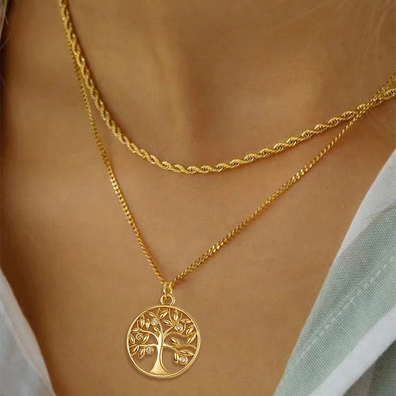 Rope Chain Golden Hollow Circle Pendant Life Tree Pendant Necklace Party Vacation Concert Daily Versatile Classic Trend Necklace
Rope Chain Golden Hollow Circle Pendant Life Tree Pendant Necklace Party Vacation Concert Daily Versatile Classic Trend Necklace