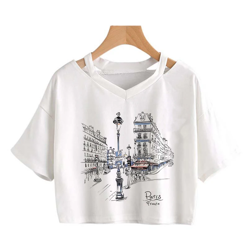 Женская укороченная футболка с графическим принтом «Улицы Парижа», винтажная футболка в стиле Y2K, укороченные топы в корейском стиле 90-х, забавная футболка, одежда
Женская укороченная футболка с графическим принтом «Улицы Парижа», винтажная футболка в стиле Y2K, укороченные топы в корейском стиле 90-х, забавная футболка, одежда