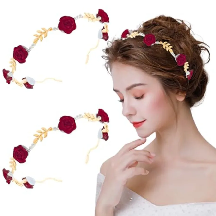 2 Pcs Red Floral Metal Rose Flower Pearl Headband Luxurious Hair Accessories for Women Girls Pearl Floral Bride Hair Hoop
2 Pcs Red Floral Metal Rose Flower Pearl Headband Luxurious Hair Accessories for Women Girls Pearl Floral Bride Hair Hoop