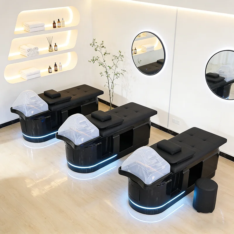 qk-Thia Style Water Circulation Full Black Washing Chair Bed Modern Down Head Therapy Spa Shampoo Bed with Lights and Steamer@
qk-Thia Style Water Circulation Full Black Washing Chair Bed Modern Down Head Therapy Spa Shampoo Bed with Lights and Steamer@