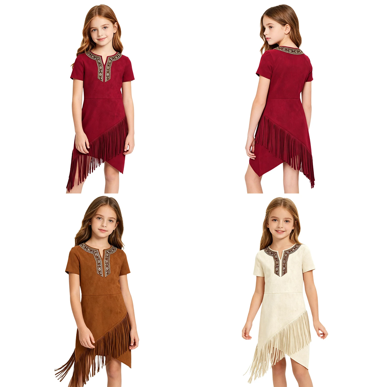 Halloween Indian Costume Girls Native Fringe Tassel Dress Short Sleeve Irregular Hem for Stage Performance Dress Up Party
Halloween Indian Costume Girls Native Fringe Tassel Dress Short Sleeve Irregular Hem for Stage Performance Dress Up Party