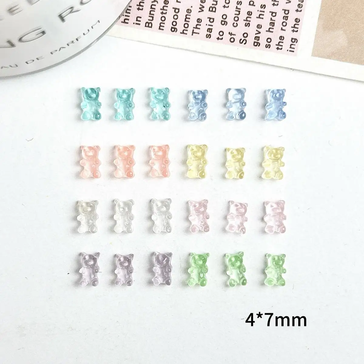 50PCS 3D Resin Kawaii Mini Transparent Bear Nail Art Decorations Cute Cartoon Colored Bear Nail Charms Supplies for Manicure DIY
50PCS 3D Resin Kawaii Mini Transparent Bear Nail Art Decorations Cute Cartoon Colored Bear Nail Charms Supplies for Manicure DIY