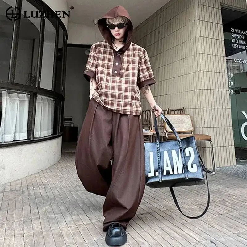 LUZHEN Hooded Streetwear 2025 Short Summer Plaid Sleeve Printed T-shirts Men's Loose Straight Casual Pants Two-piece Sets JY7347
LUZHEN Hooded Streetwear 2025 Short Summer Plaid Sleeve Printed T-shirts Men's Loose Straight Casual Pants Two-piece Sets JY7347