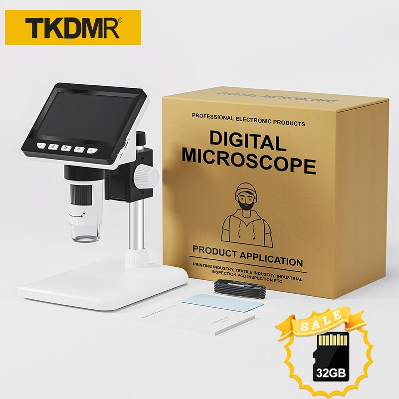 TKDMR 4,3-дюймовый цифровой USB-микроскоп, увеличительное стекло для монет 1000x 1080P, 8 регулируемыми светодиодными лампами, просмотр на ПК, автомобиль с памятью 32 ГБ
TKDMR 4,3-дюймовый цифровой USB-микроскоп, увеличительное стекло для монет 1000x 1080P, 8 регулируемыми светодиодными лампами, просмотр на ПК, автомобиль с памятью 32 ГБ
