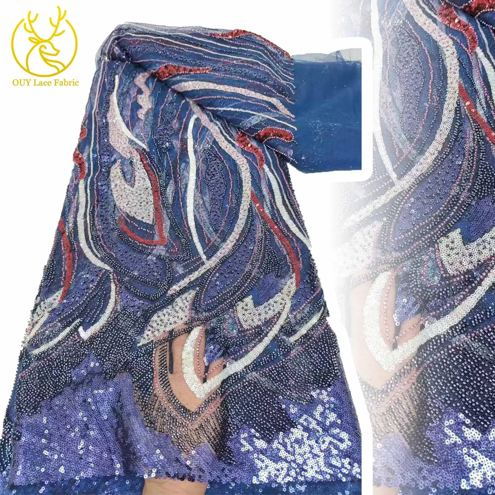 2025 New Design African Luxury Sequin Beaded Lace Fabric 5 Yards France Nigeria Tulle Party Dresses Women's Wedding Lace Fabrics 
2025 New Design African Luxury Sequin Beaded Lace Fabric 5 Yards France Nigeria Tulle Party Dresses Women's Wedding Lace Fabrics