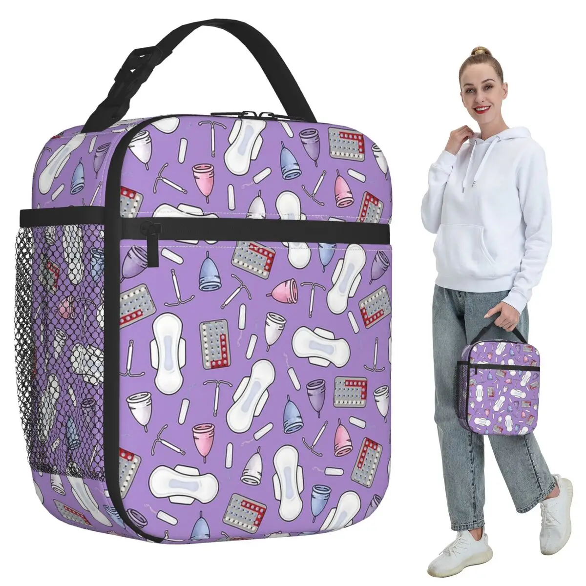 Защита периода, PMS, готовая фиолетовая изолированная сумка для обеда для женщин, офисный холодильник, термосумка для еды, герметичные коробки для завтрака 
Защита периода, PMS, готовая фиолетовая изолированная сумка для обеда для женщин, офисный холодильник, термосумка для еды, герметичные коробки для завтрака