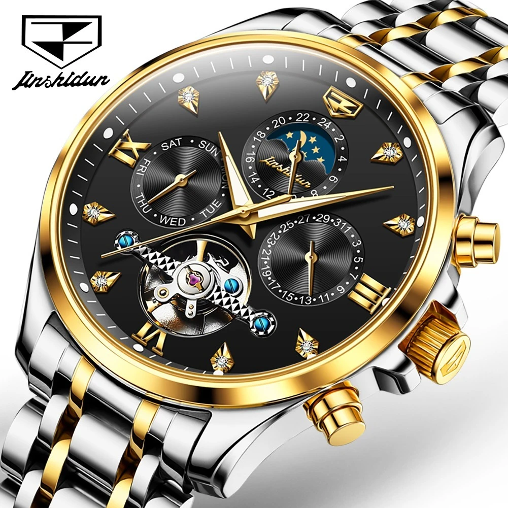 JSDUN 8932 Business Mechanical Watch Gift Round-dial Stainless Steel Watchband Week Display Calendar
JSDUN 8932 Business Mechanical Watch Gift Round-dial Stainless Steel Watchband Week Display Calendar