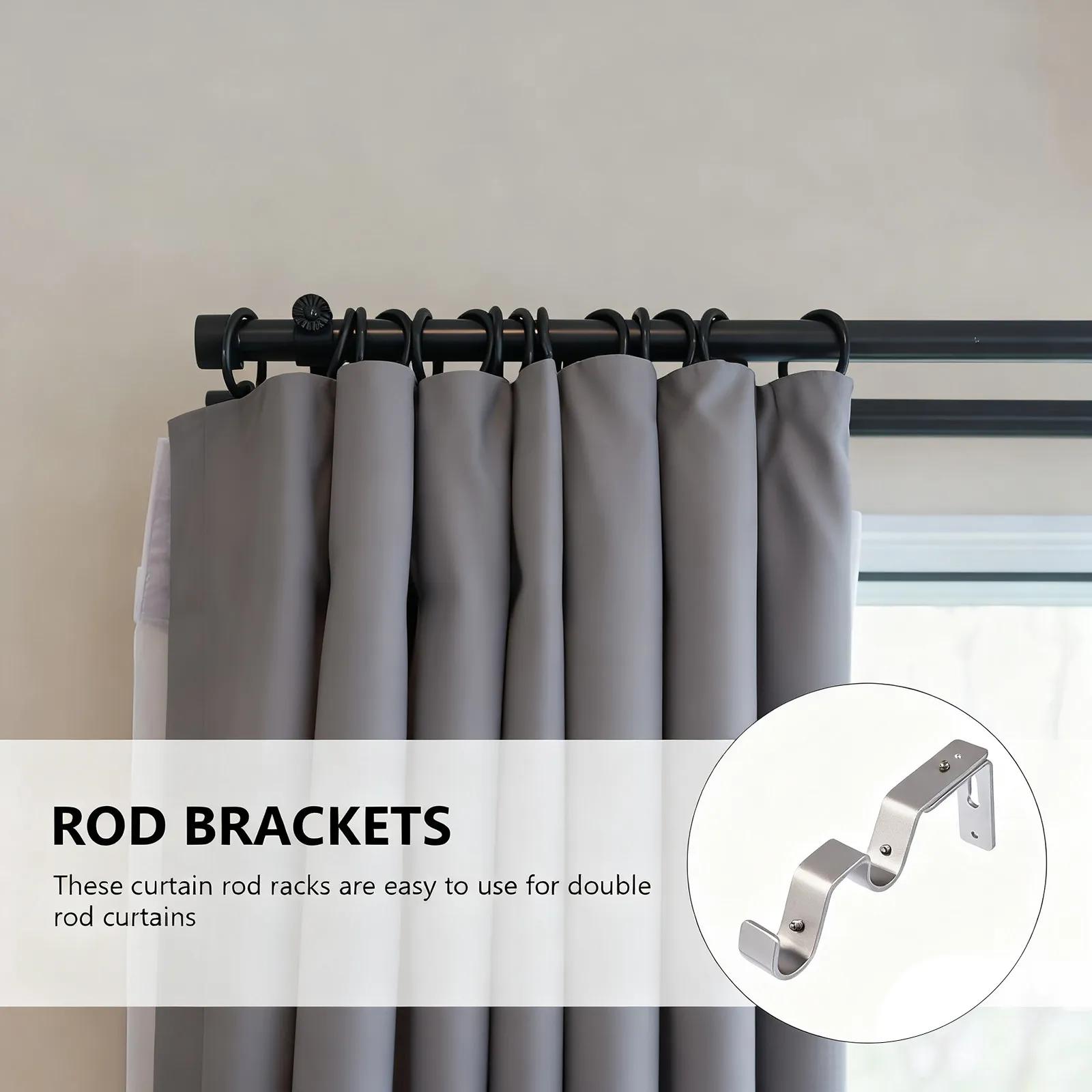 3Pcs Premium Heavy-Duty Iron Curtain Rod Brackets for Double Rods Sturdy Supports for Home Office Hotel Store Curtain Pole
3Pcs Premium Heavy-Duty Iron Curtain Rod Brackets for Double Rods Sturdy Supports for Home Office Hotel Store Curtain Pole