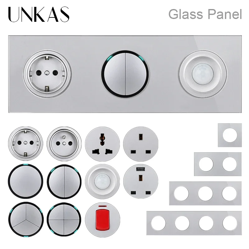 UNKAS Серая стеклянная панель Кнопочный переключатель включения/выключения Датчик человеческого тела Дверной звонок USB Универсальные британские модули «сделай сам» Бесплатная комбинация
UNKAS Серая стеклянная панель Кнопочный переключатель включения/выключения Датчик человеческого тела Дверной звонок USB Универсальные британские модули «сделай сам» Бесплатная комбинация