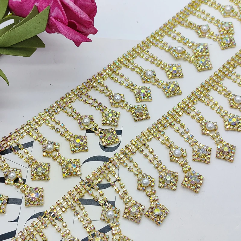 Handmade Wavy Rhinestone Chain Lace, DIY Wedding Dress Decoration, Clothing Accessories, 40cm Length, 6cm Wide, New
Handmade Wavy Rhinestone Chain Lace, DIY Wedding Dress Decoration, Clothing Accessories, 40cm Length, 6cm Wide, New