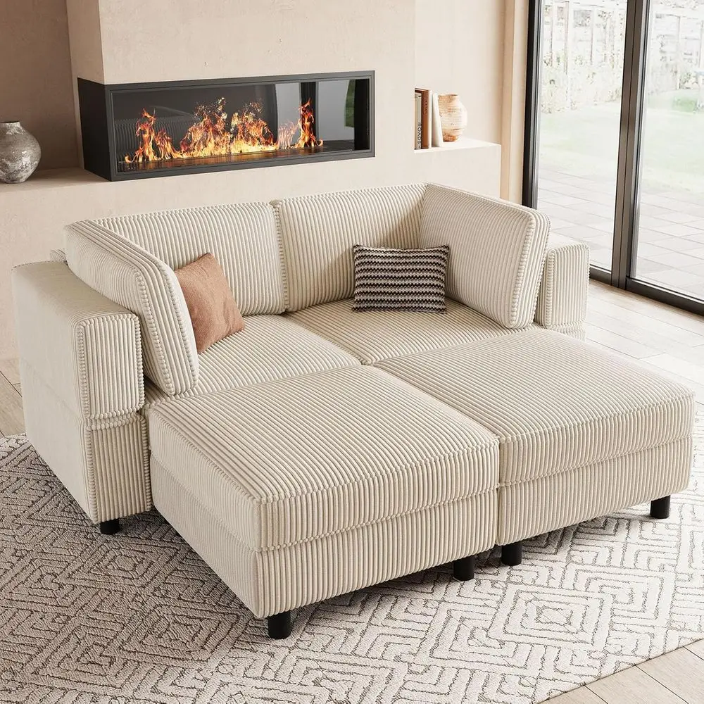 63 Deep Storage Sectional Sofa, 4-Seat Convertible Sleeper, Beige Corduroy Chaise Lounge
63 Deep Storage Sectional Sofa, 4-Seat Convertible Sleeper, Beige Corduroy Chaise Lounge