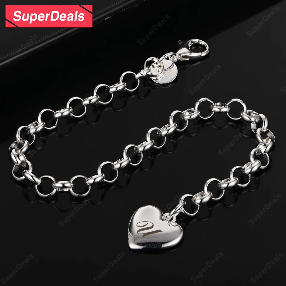 SuperDeals 925 Sterling Silver Heart Bracelet Letter U Lovers Anniversary Romantic Jewelry Accessories Women Wedding Party Gifts
SuperDeals 925 Sterling Silver Heart Bracelet Letter U Lovers Anniversary Romantic Jewelry Accessories Women Wedding Party Gifts