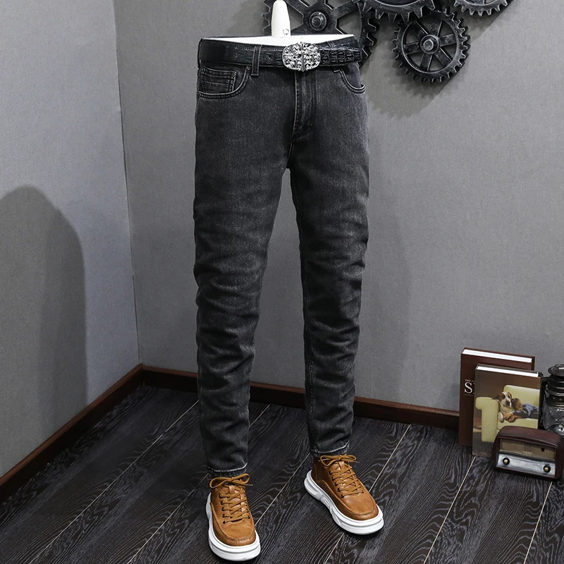 Fashion Designer Men Jeans High Quality Retro Black Gray Stretch Slim Fit Vintage Jeans Men Korean Style Vintage Denim Pants
Fashion Designer Men Jeans High Quality Retro Black Gray Stretch Slim Fit Vintage Jeans Men Korean Style Vintage Denim Pants