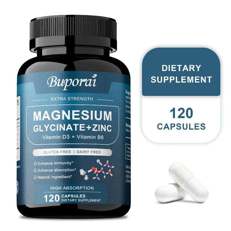 Magnesium Glycine + Zinc - with Vitamin D3 + Vitamin B6,For Sleep,Reduces Stress,Supports Heart, Bone and Muscle Health,Immunity
Magnesium Glycine + Zinc - with Vitamin D3 + Vitamin B6,For Sleep,Reduces Stress,Supports Heart, Bone and Muscle Health,Immunity