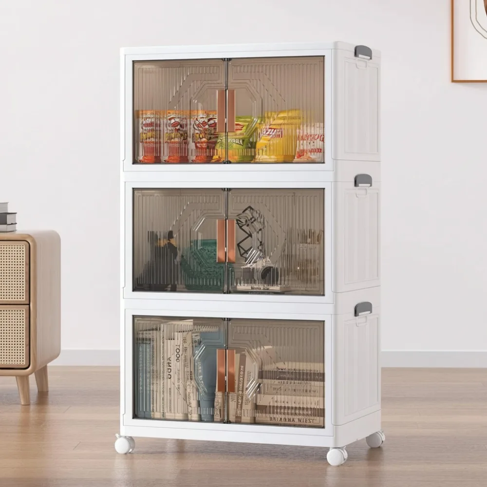 19 Gallon Foldable Storage Bins with Wheels, Stackable Plastic Organizer Cabinet for Home Office
19 Gallon Foldable Storage Bins with Wheels, Stackable Plastic Organizer Cabinet for Home Office