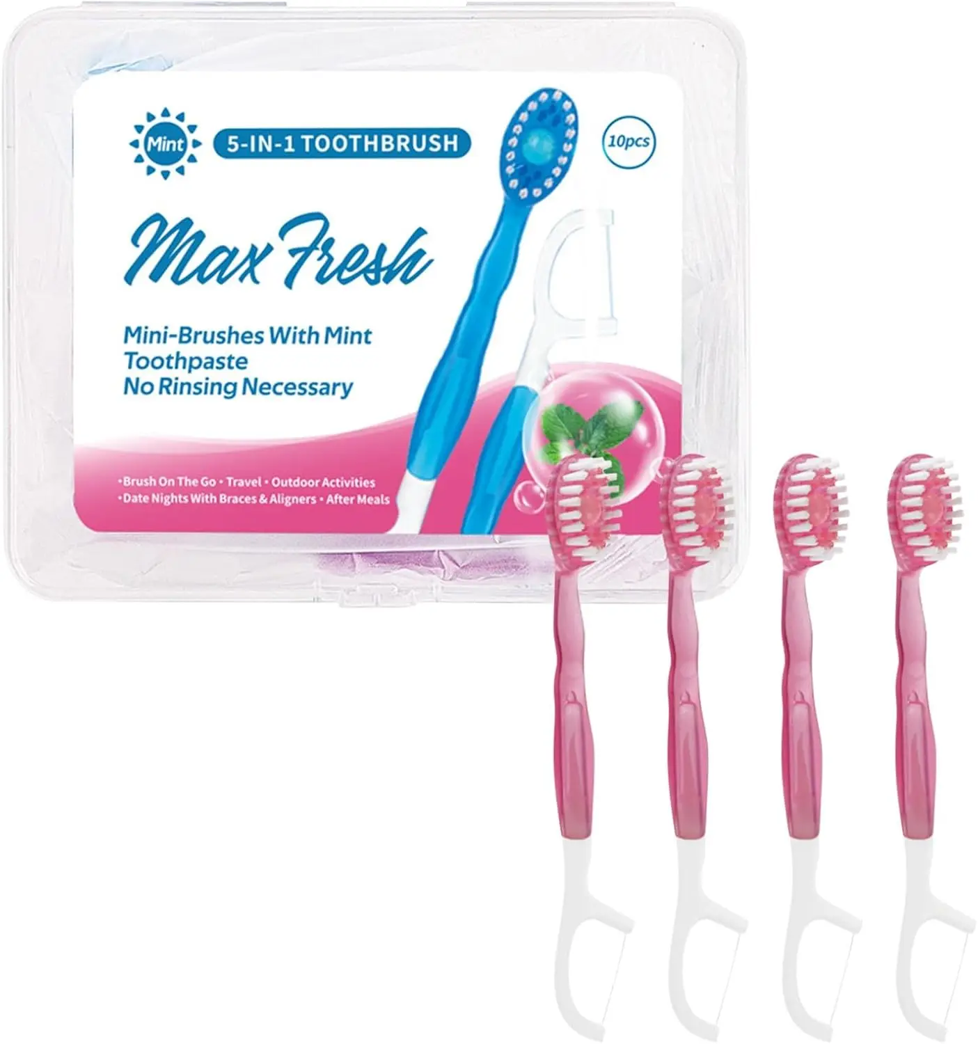 10PCS Mini 5 in 1 Toothbrush & Floss Travel Toothbrushes with Toothpaste Set with Floss+Pick Multifunctional Floss
10PCS Mini 5 in 1 Toothbrush & Floss Travel Toothbrushes with Toothpaste Set with Floss+Pick Multifunctional Floss