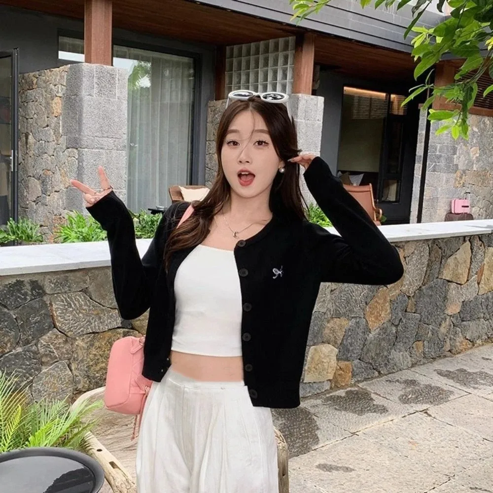 Female Solid Bowknot Crochet Sweaters Long Sleeve Autumn Spring Sweet Knitwear Loose Ladies Tops Cardigans Women Y2K Streetwear
Female Solid Bowknot Crochet Sweaters Long Sleeve Autumn Spring Sweet Knitwear Loose Ladies Tops Cardigans Women Y2K Streetwear