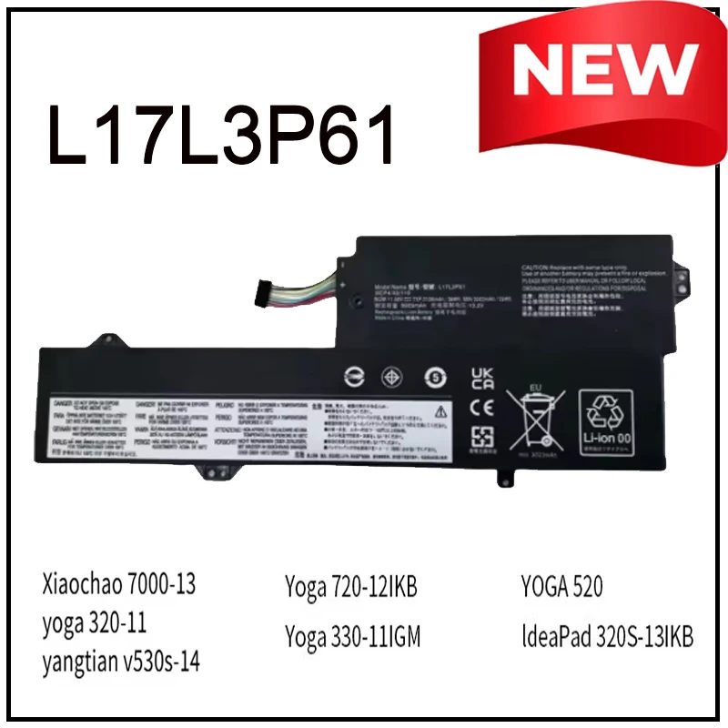 Новая батарея для ноутбуков Lenovo 11.52V L17L3P61 (совместима с L17M3P61/L17L3P61) для моделей 7000-13, Yoga 720-12IKB, 320S-13IKB, V330S-13IKB
Новая батарея для ноутбуков Lenovo 11.52V L17L3P61 (совместима с L17M3P61/L17L3P61) для моделей 7000-13, Yoga 720-12IKB, 320S-13IKB, V330S-13IKB