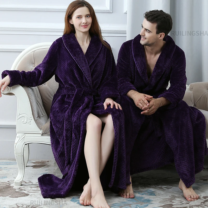 Women Winter Plus Size Extra Long Warm Flannel Bathrobe Men Velvet Bath Robe Bride Dressing Gown Jacquard Lovers Night Sleepwear
Women Winter Plus Size Extra Long Warm Flannel Bathrobe Men Velvet Bath Robe Bride Dressing Gown Jacquard Lovers Night Sleepwear