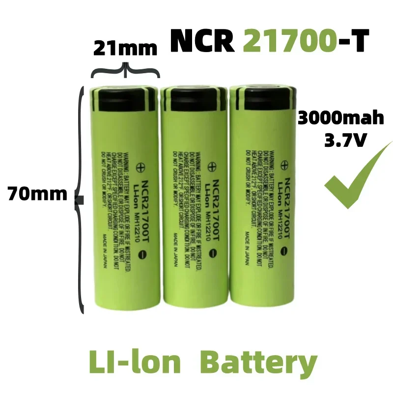 New Original brand battery 21700 NCR21700T 3.7V 3000mAh 3C 15A Rechargeable lithium Li-ion batteries for Electric vehicle
New Original brand battery 21700 NCR21700T 3.7V 3000mAh 3C 15A Rechargeable lithium Li-ion batteries for Electric vehicle
