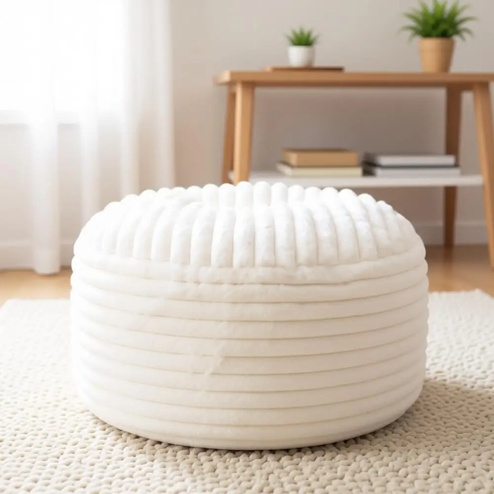 Round Storage Ottoman with Striped Fabric, Plush Filling, for Living Room or Floor Rest, Beige, 20 x 15
Round Storage Ottoman with Striped Fabric, Plush Filling, for Living Room or Floor Rest, Beige, 20 x 15