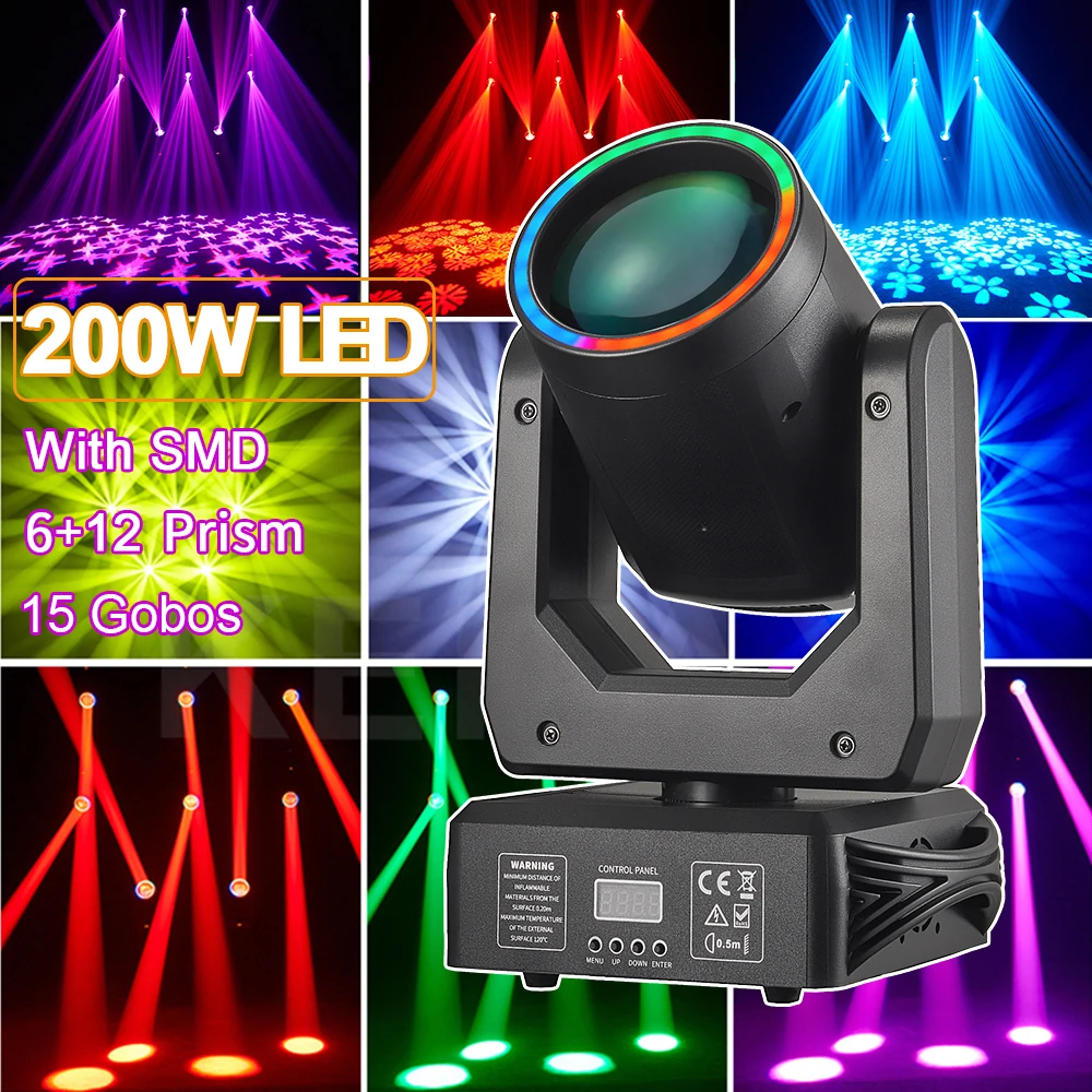 Moving Head LED Disco Light 200W Professional 18Prism Lyre Beam DMX DJ Lights With Ring 15 Gobo Spot For Wedding Nightclub Stage
Moving Head LED Disco Light 200W Professional 18Prism Lyre Beam DMX DJ Lights With Ring 15 Gobo Spot For Wedding Nightclub Stage