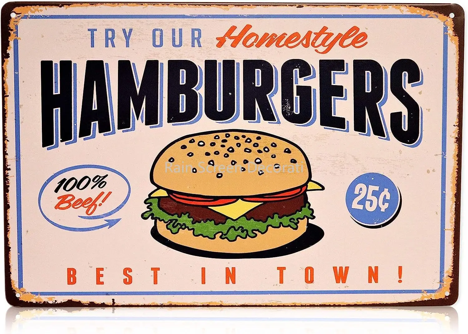Hamburgers Homestyle Burger Sign Best in Town 100% Beef Burgers Vintage Decor Hamburger Kitchen Decorations Wall Food Signs
Hamburgers Homestyle Burger Sign Best in Town 100% Beef Burgers Vintage Decor Hamburger Kitchen Decorations Wall Food Signs