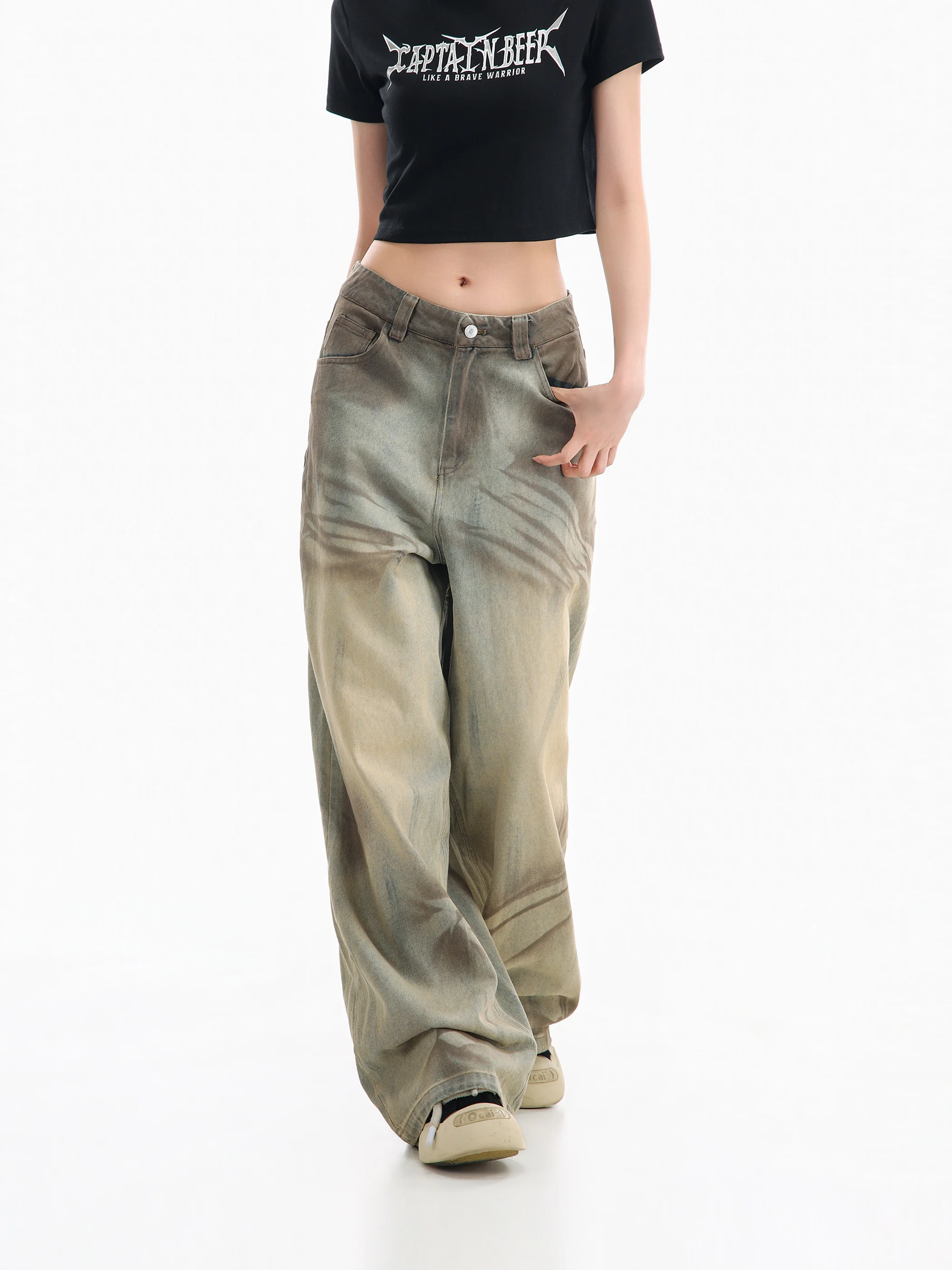 Retro American Washed Wide Leg Denim Jeans Women's Gradient Yellow Mud Dye Casual Pants Long Pants Beer Captain C Jeans
Retro American Washed Wide Leg Denim Jeans Women's Gradient Yellow Mud Dye Casual Pants Long Pants Beer Captain C Jeans