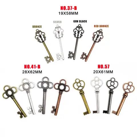 2pcs Large Big Retro Antique Brass Vintage Silver Golden Old Looking Decorative Key Steampunk Charms Pendant Jewelry Making DIY