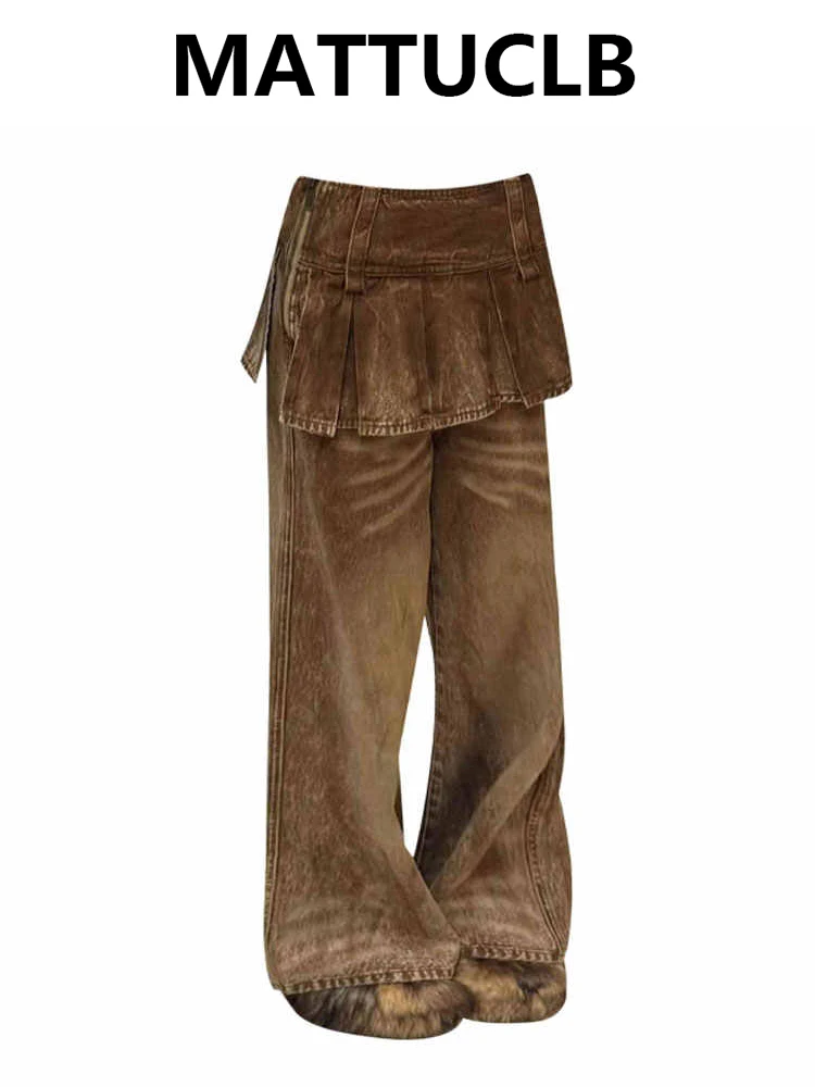Women's Baggy Skirt Jean Designer Maillard Denim Pants Y2K High Street Wide Fit Cowboy Japanese Harajuku Long Trousers New Tide
Women's Baggy Skirt Jean Designer Maillard Denim Pants Y2K High Street Wide Fit Cowboy Japanese Harajuku Long Trousers New Tide