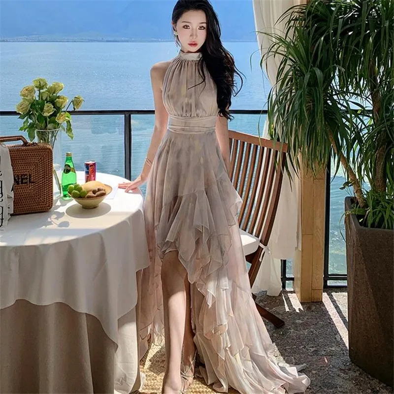 New 2024 Summer Fashion Irregular Ruffles High Split Long Holiday Dress Sexy Backless Print Vacation Beach Fairy Photo Dress
New 2024 Summer Fashion Irregular Ruffles High Split Long Holiday Dress Sexy Backless Print Vacation Beach Fairy Photo Dress