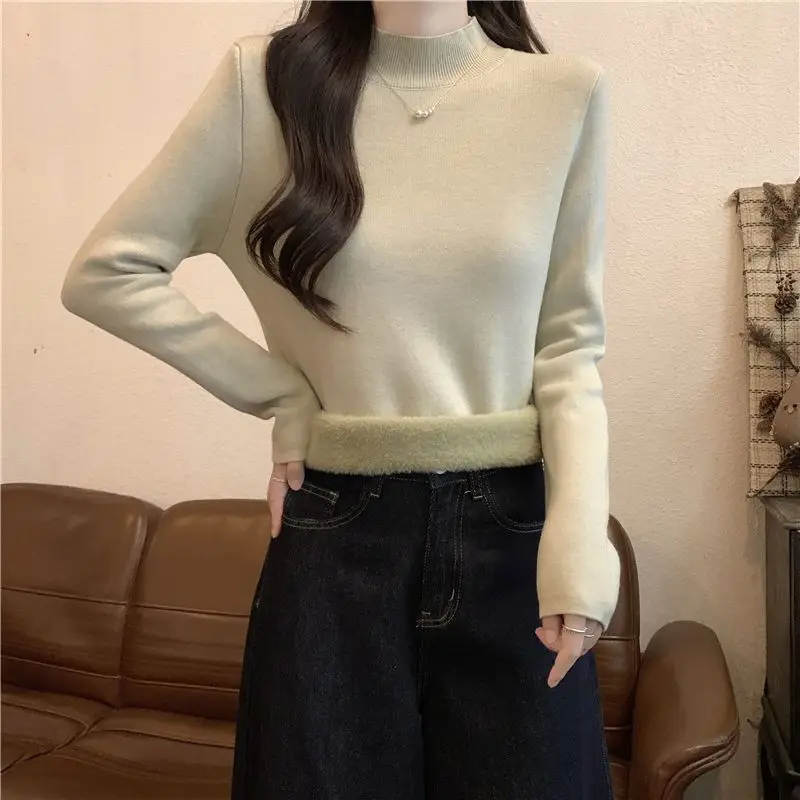 Women's Fleece Lined Thickened Knitted Sweater Slim Fit Casual Style Soft Polyester Fiber Long Sleeve round Neck Top
Women's Fleece Lined Thickened Knitted Sweater Slim Fit Casual Style Soft Polyester Fiber Long Sleeve round Neck Top