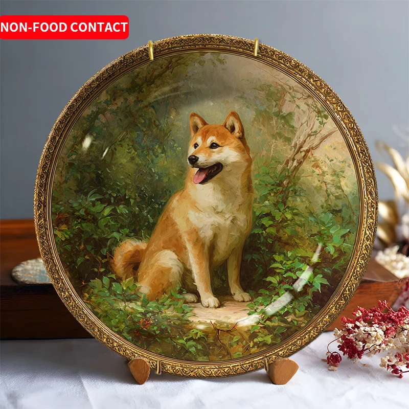 1 шт. керамическая декоративная тарелка с ручной росписью и милой собакой в лесном пейзаже - круглая настенная живопись в стиле ар-деко для гостиной,
1 шт. керамическая декоративная тарелка с ручной росписью и милой собакой в лесном пейзаже - круглая настенная живопись в стиле ар-деко для гостиной,