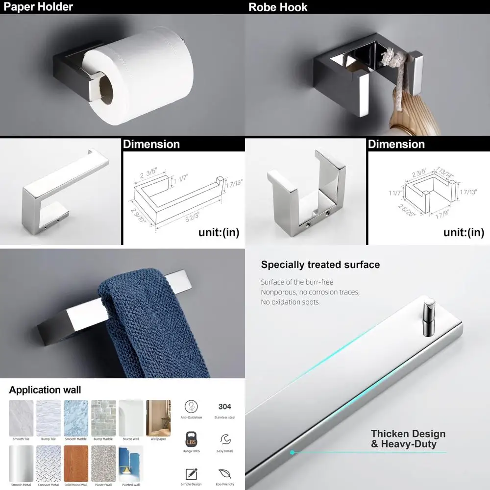 Настенный вешалка для полотенец из нержавеющей стали, сверхмощная хромированная фурнитура для ванной комнаты
Настенный вешалка для полотенец из нержавеющей стали, сверхмощная хромированная фурнитура для ванной комнаты