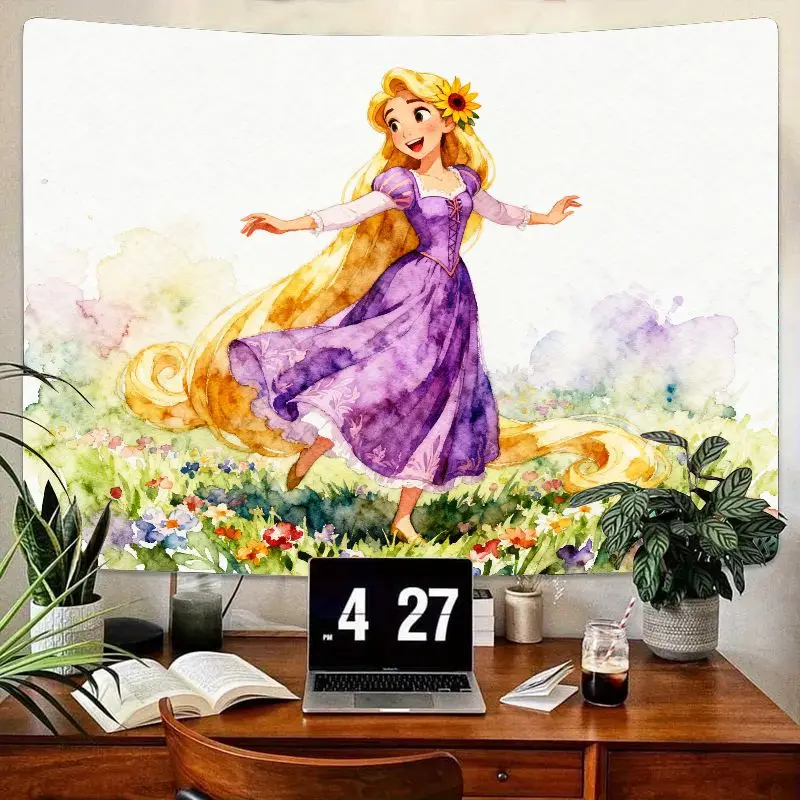 1 шт., очаровательный Рапунцель, современный гобелен из полиэстера, яркая акварель, настенное искусство принцессы для эстетического декора комнаты, подарок 
1 шт., очаровательный Рапунцель, современный гобелен из полиэстера, яркая акварель, настенное искусство принцессы для эстетического декора комнаты, подарок