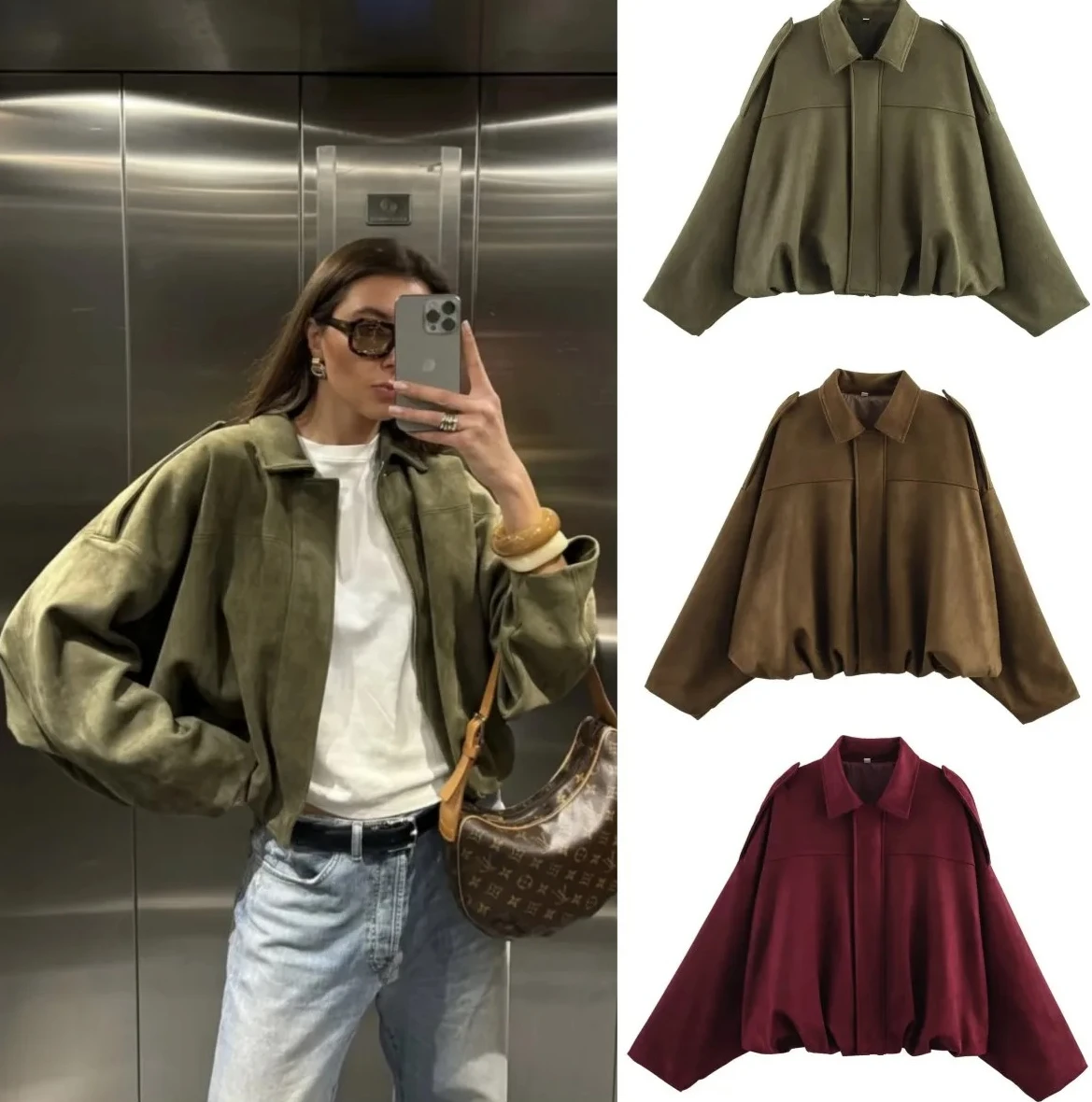 New Women Suede Texture Bomber Jacket Fashion Loose Lapel Shoulder Jacket Casual Chic Outerwear Lightweight
New Women Suede Texture Bomber Jacket Fashion Loose Lapel Shoulder Jacket Casual Chic Outerwear Lightweight