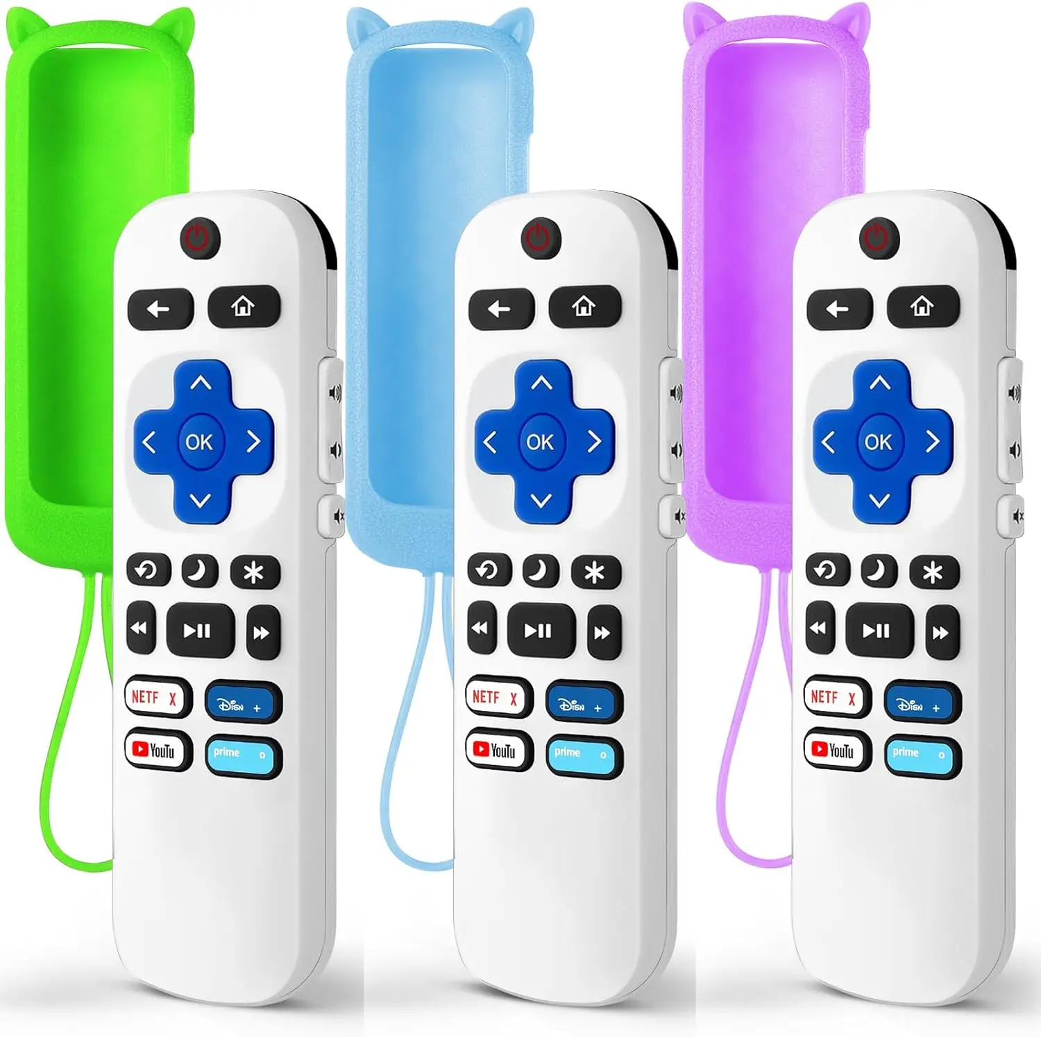 (Pack of 3) Replacement Remote Only for Roku TV with Soft Silicone Protective Cover (Glow in The Dark), Universal Remote for TCL
(Pack of 3) Replacement Remote Only for Roku TV with Soft Silicone Protective Cover (Glow in The Dark), Universal Remote for TCL