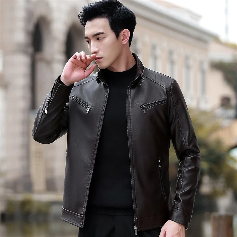 New Basic Style Leather Jacket Men's Motorcycle PU Leather Jacket Trendy Fashion Leather Jacket Business Pocket Jackets
New Basic Style Leather Jacket Men's Motorcycle PU Leather Jacket Trendy Fashion Leather Jacket Business Pocket Jackets