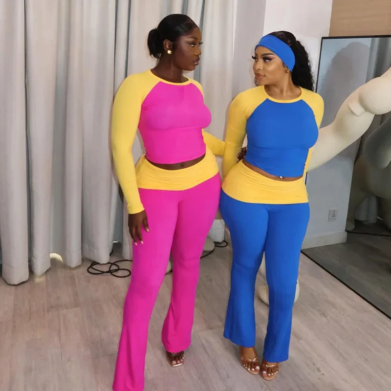 Color Patchwork Casual Slim 2 Piece Set Women Tracksuits O-neck Long Sleeve Crop Tops + Flare Pants Fashion Streetwear Suits
Color Patchwork Casual Slim 2 Piece Set Women Tracksuits O-neck Long Sleeve Crop Tops + Flare Pants Fashion Streetwear Suits