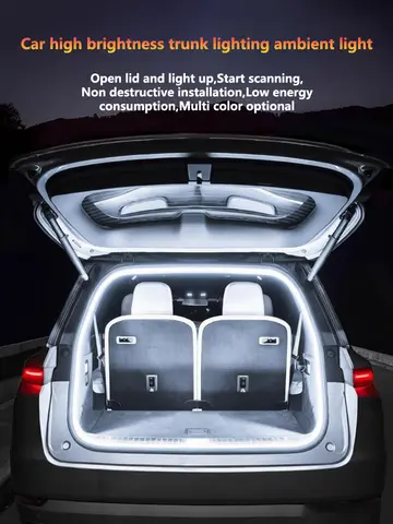Car High Brightness Trunk Lighting Ambient Light Interior Decoration LED Wiring Free Automatic Sensing Tailgate 2/4M Light Strip