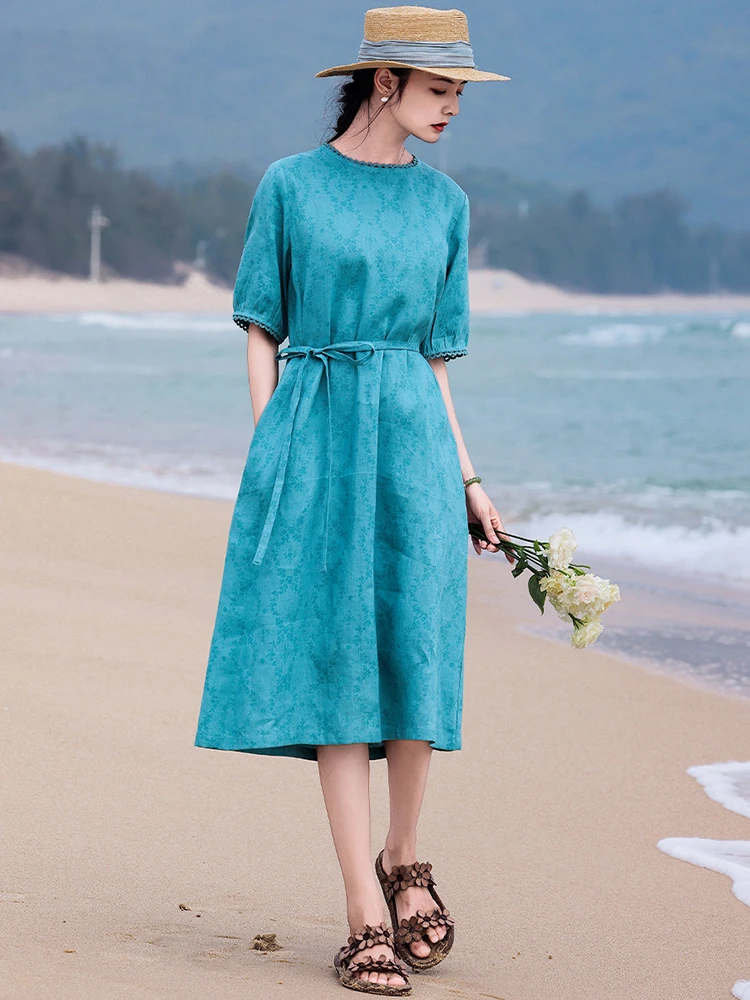 100% Linen Women Elegant Long Dress New Arrival 2026 Summer Vintage Style O-neck Print Loose Ladies A-line Dresses M2696
100% Linen Women Elegant Long Dress New Arrival 2026 Summer Vintage Style O-neck Print Loose Ladies A-line Dresses M2696