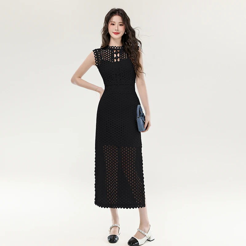 Sexy Club Hollow Out Slit Dress Women Summer O Neck Sleeveless High Waist Office Black White Long Dress Evening Party Dresses
Sexy Club Hollow Out Slit Dress Women Summer O Neck Sleeveless High Waist Office Black White Long Dress Evening Party Dresses