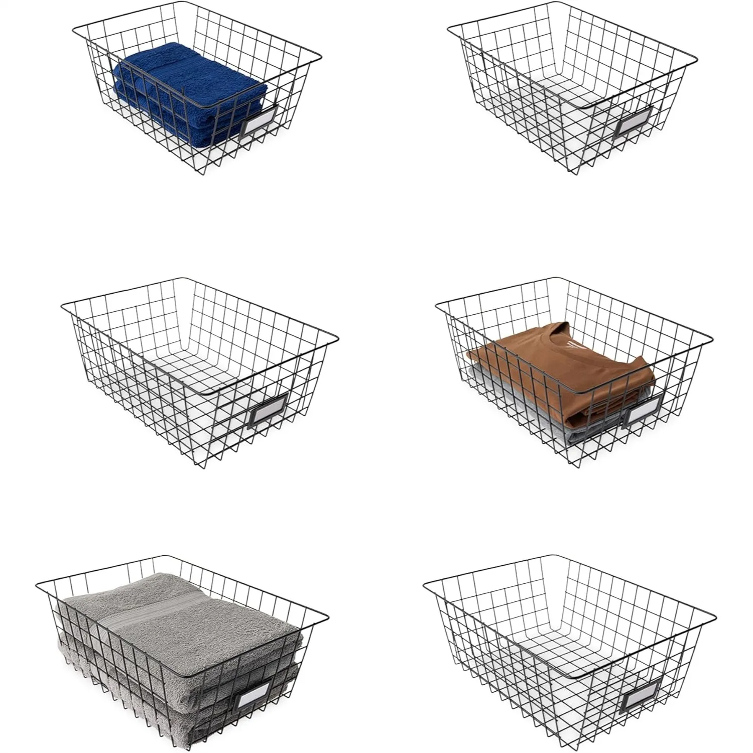 Wire Storage Baskets for Organizing, Powder-Coated, Rust Resistant with ID Cards, Black, 6-Pack
Wire Storage Baskets for Organizing, Powder-Coated, Rust Resistant with ID Cards, Black, 6-Pack